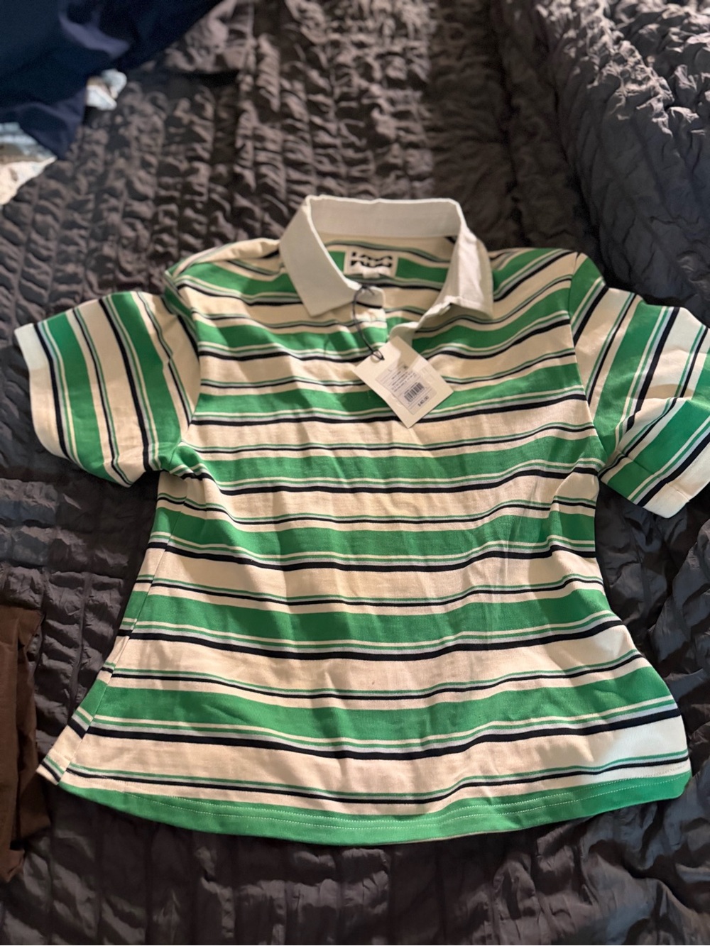 KBB by Kahlana Green and White Striped  Shirt